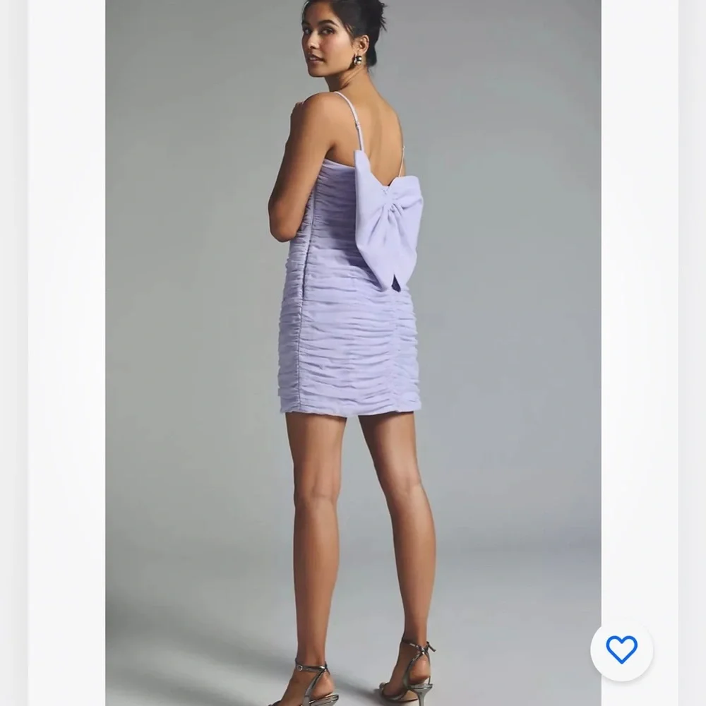 Anthropologie Hutch Ruched Tulle Bow Mini Dress Size 4.B27 - Picture 3 of 9